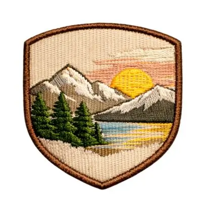 50% embroidered custom patch showing the fabric background in the sky for a classic textured look.