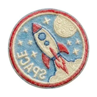 A custom patch with a peel-back paper layer illustrating the heat-seal iron-on adhesive backing for easy application.